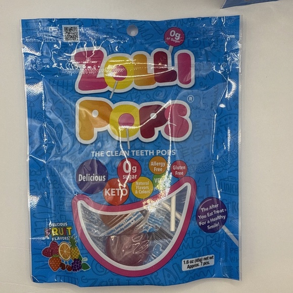 Zolli Pops Sugar Free Keto Clean Teeth Pops Suckers Vegan Candy 8 Bags Bundle - Picture 2 of 4